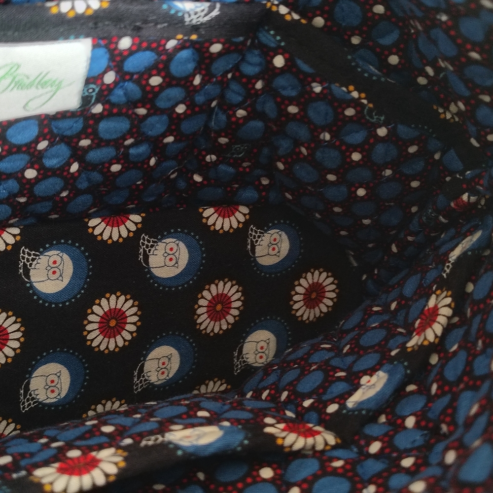 Vera Bradley Quilted Shoulder Bag – Black Blue Owl Floral Print – Like New OS - Picture 6 of 8